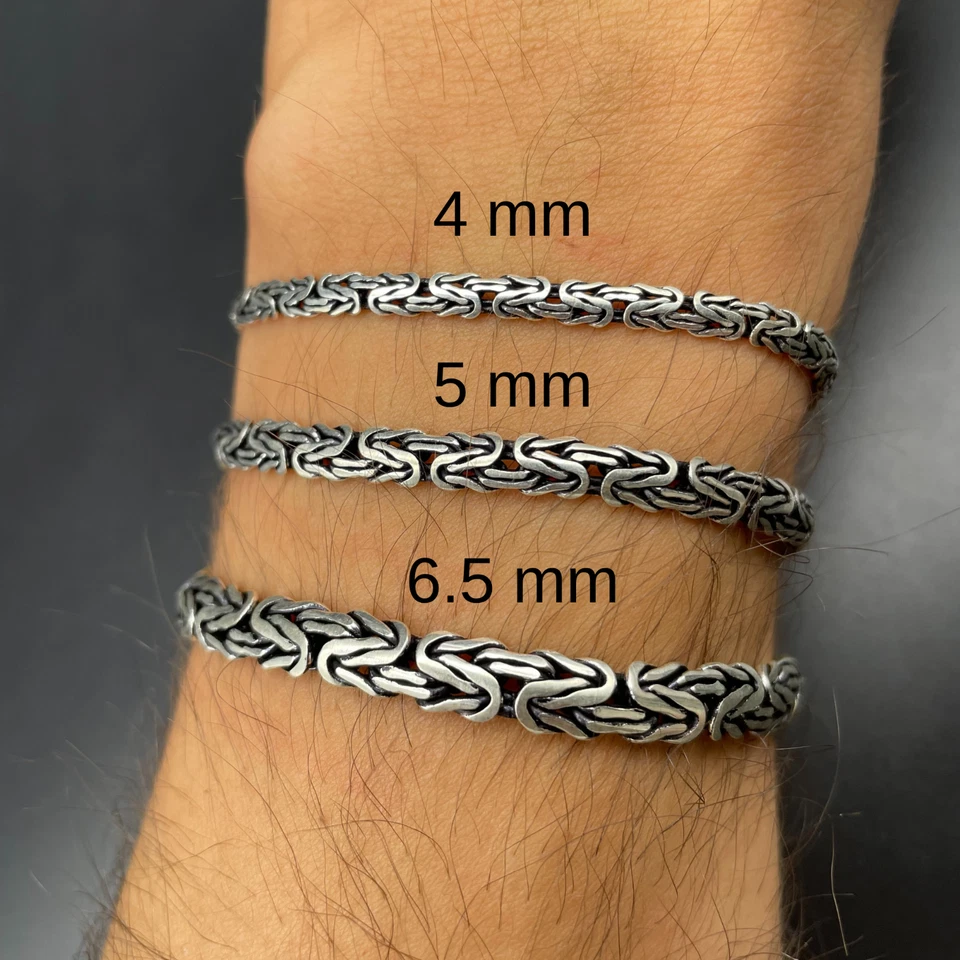 Pulsera bizantina plana oxidada de plata de ley 925, hecha a mano regalo italiano para hombre Foto 2 de 4