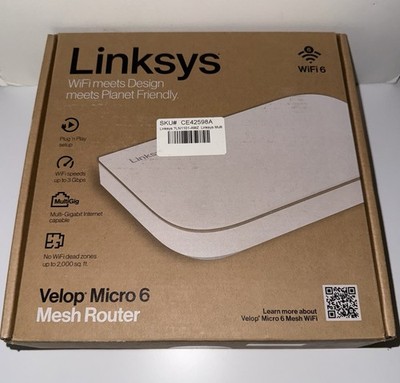 Linksys - Velop AX3000 Dual Band Micro 6 Mesh Router - White NEW in Sealed Box
