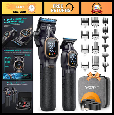 Professional Hair Clippers Set for Men, Cordless Trimmer, 9000 RPM Rechargeable,