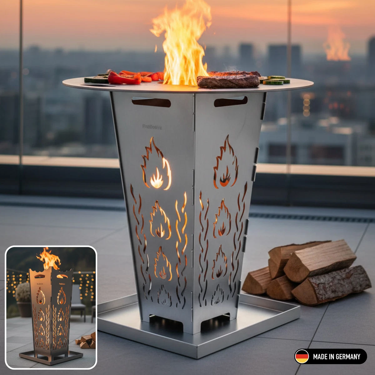 Attizzatoio Per Braciere Uten – 81,3 Cm – Acciaio Resistente Al Calore – Manico In Legno – Smontabile Per Il Trasporto – Campeggio E Camino