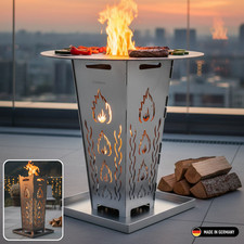 FireDesire Feuerkorb 80cm + Grillplatte, Feuertonne, Feuerschale, Grilltonne