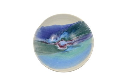 Cathy & David Robinson Studio Art Pottery Serving Bowl Swirl Drip Glaze 8'' NH