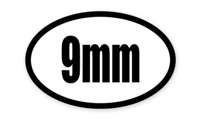 9Mm Millimeter Gun Amm Oval car window bumper sticker decal 5