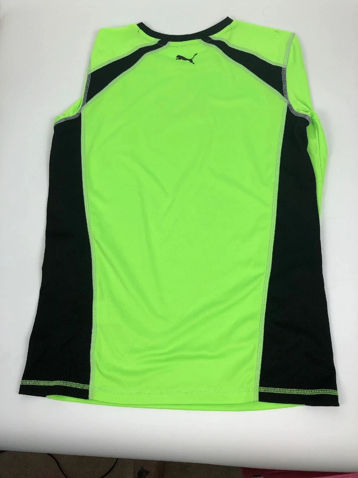 Camisa esportiva infantil manga longa PUMA tamanho G (14-18) verde neon, seminova - Imagem 3 de 3
