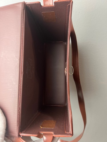 Vtg Korea Shoulder Box Bag Binocular Box Brown Vinyl Snap Lock Unique Retro Vibe - Picture 10 of 14