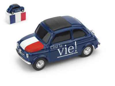 Brumm Fiat 500 FRANCE VOILA C'EST LA VIE 1:43 Scale Model Car Miniatures