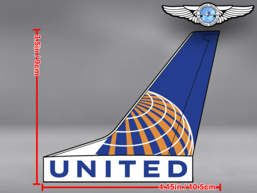 UNITED AIRLINES UAL AIRCRAFT TAIL WITH LIVERY AND LOGO DECAL / STICKER - Afbeelding 1 van 4