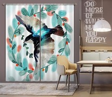 3D Watercolor Bird Leaves ZHUA997 Photo Curtain Window Blockout Fabric Amy 2023