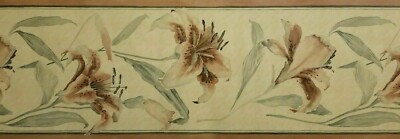 Tiger Lilies Brown Cream Wallpaper Border by Sunworthy Wallcovering