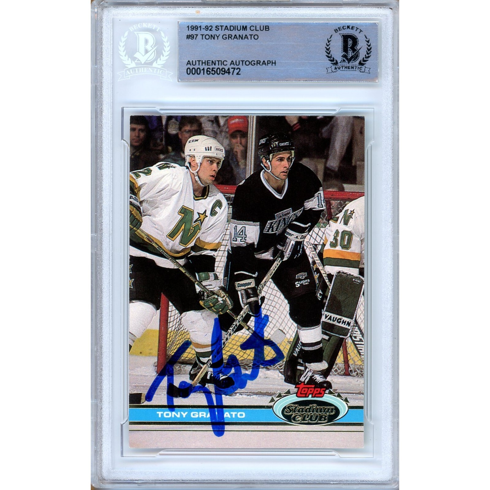 Tony Granato Los Angeles Kings Auto 1991-92 Stadium Club BAS Auth Autograph Slab