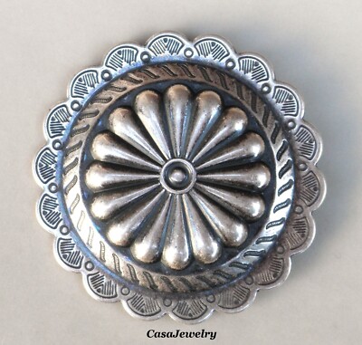 #5030 LARGE ANTIQUED STERLING SILVER PLATED CONCHO STYLE PIN - 1 Pc