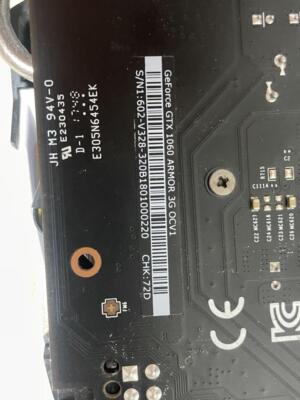 MSI GeForce GTX 1060 ARMOR 3G OC 1602V238-320B180000220 | eBay
