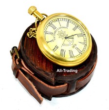 Vintage Style Victoria London 1876 Brass Pocket Watch Collectible  With Case