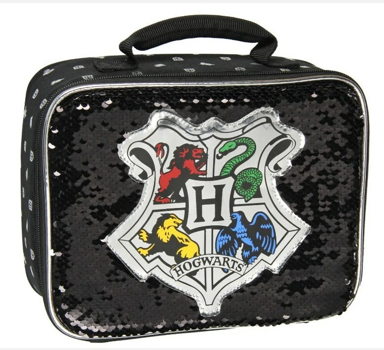 Harry Potter Hogwarts Kids' Lunch Bag Box - Black to Silver Sequins