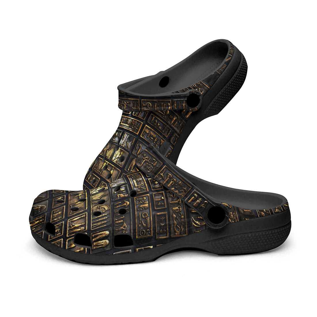 Classic Clogs Gold Egyptians Symbols Engraved on Wall (1201)-image