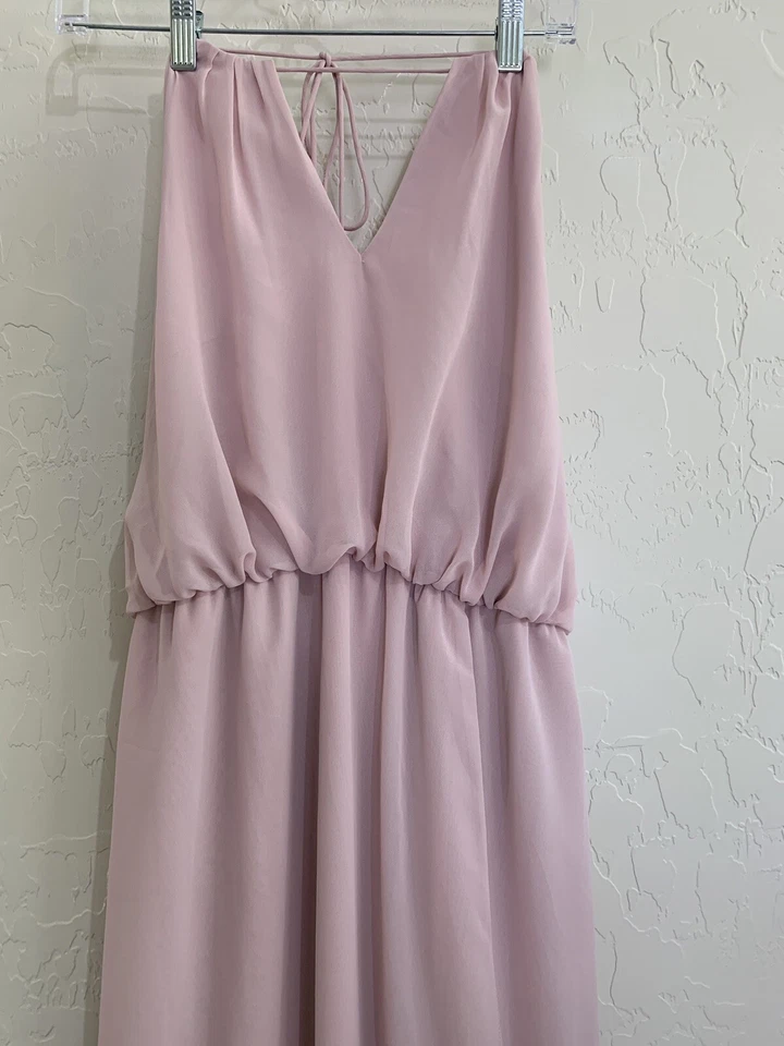 Wtoo 307 尺寸 6 玫瑰伴娘婚礼礼服礼服超长雪纺吊带 5670 — 第 3/4 张图片