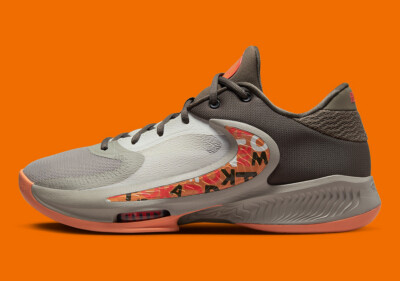 Nike Zoom Freak 4 Men Size 9.5 Gray Orange Letter Bros Basketball Shoes 3740 Nike Zoom Freak 4 Letter Bros - DJ6149-003 - US main image 3