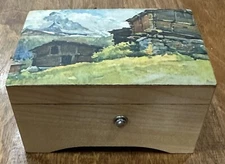 Vintage Thorens Wooden Music Box A128 Plays Tales Of Vienna Woods Switzerland 