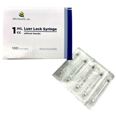 MN HEALTH INC MN Health Sterile Luer Lock Syringe Without Needle 1cc 100/pk