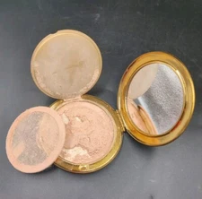 Vintage KIGU Of London Gold Toned Round England Compact Powder & Screen