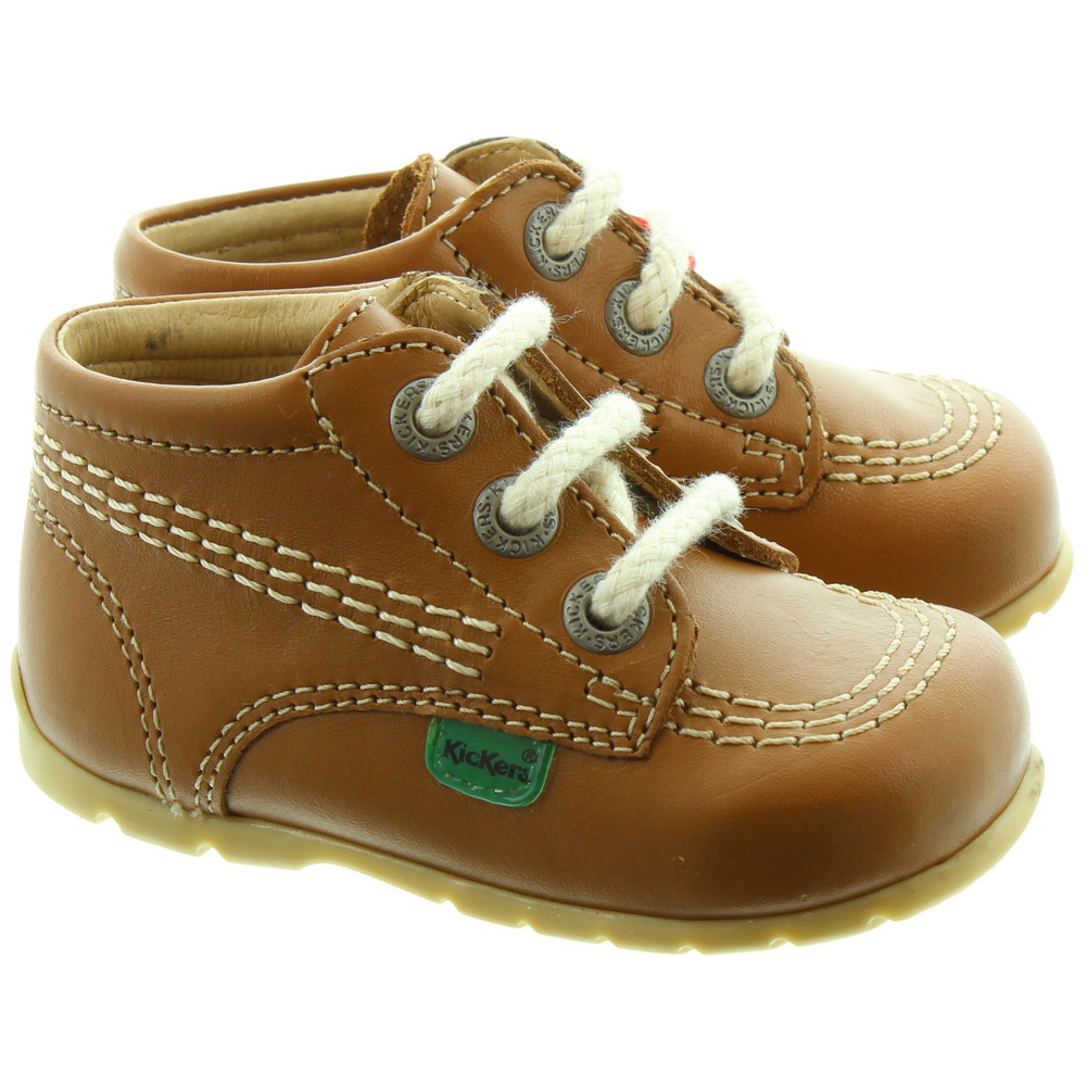 Kickers Infant Tan Boots KicKers Kick Hi Baby Tan Lace Up First