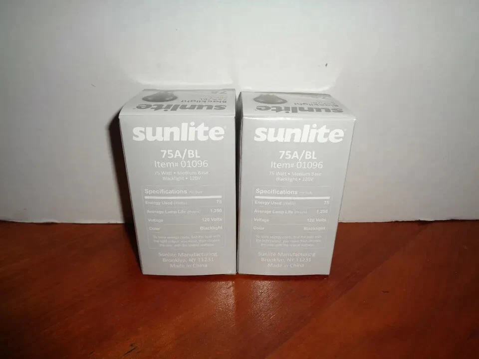 2 SUNLITE BLACK LIGHT BULBS A19 120V 75W STANDARD E26 MEDIUM BASE - Image 3 of 3