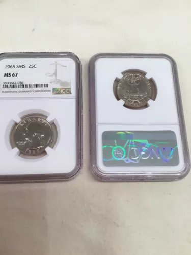1965 SMS NGC MS 67 Washington US Quarter 25C