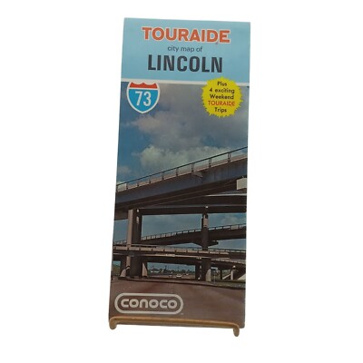 Retro Touraide Lincoln Nebraska City Road Map Conoco Oil and Gas Advertising