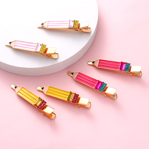 Pencil Hair Clip - 6 Pack Teacher Hair Clips Funny Pencil Hair Clips Back to Sho - Picture 3 of 3