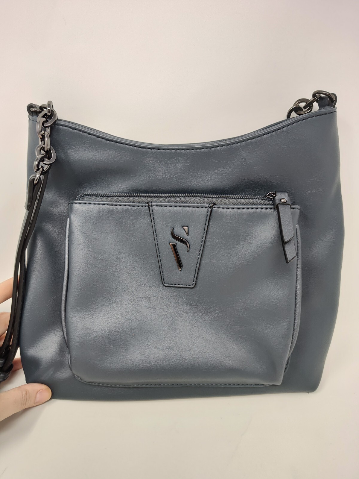 Simply Vera Vera Wang Women’s Gray Purse w/ Chain Straps Vegan
