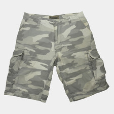 Plugg Cargo Shorts Mens Size 30 x 11 Gray Camouflage Outdoors Hiking 7 Pockets
