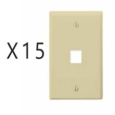 15 Pack Lot - Keystone 1 Hole Port Jack Wall Face Plate Network CAT5e CAT6 Ivory