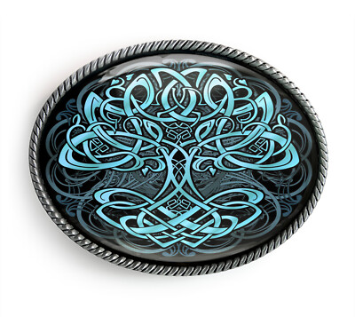 Tree of Life Belt Buckle - Blue Celtic Knot irish Mandala  display picture 1