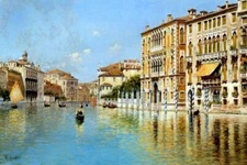 VIEW LOOKING WEST ALONG THE GRAND CANAL VENICE BY SENET FINE ART REPRO POSTER