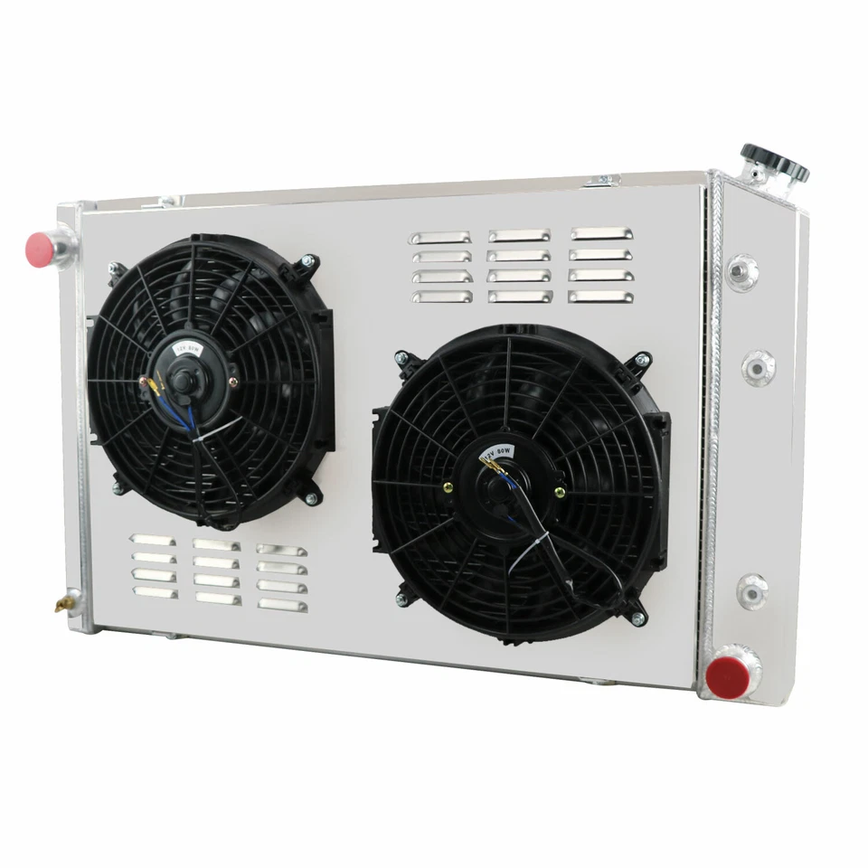 3 ROW Radiator W/Shroud Fan For Chevy C10 C20 K10 K20 Blazer GMC Jimmy BB Foto 3 de 4