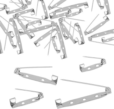 30 Pcs Brooch Pins, 4-Size Pack of Safty Pins, Silver Secure Back Clasp with Bac