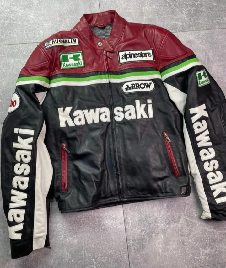 Men's Kawasaki Racing Motorbike Motorcycle Riding Biker