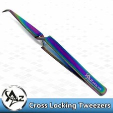 Stainless Steel Multi Rainbow Color 3D Eyelash Extension Tweezers X Type Str