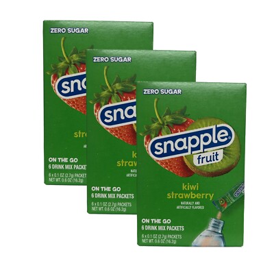 Snapple Kiwi Strawberry Sugar Free Water Enhancer Drink Mix on the go 3 boxes