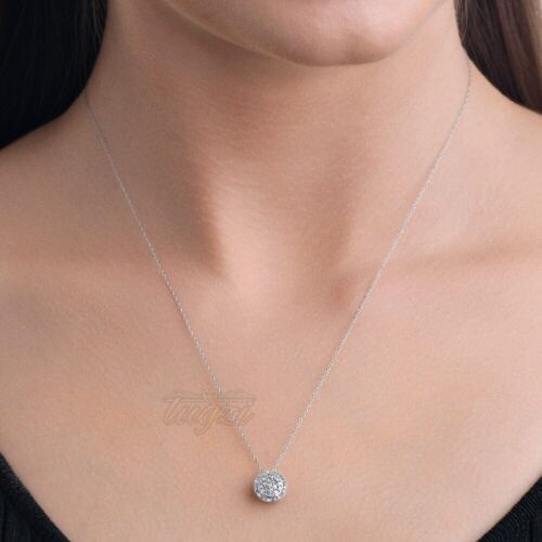 $1000-Certified Natural Diamond HALO PENDANT NECKLACE- 10k WHITE Gold SOLID! 2GR