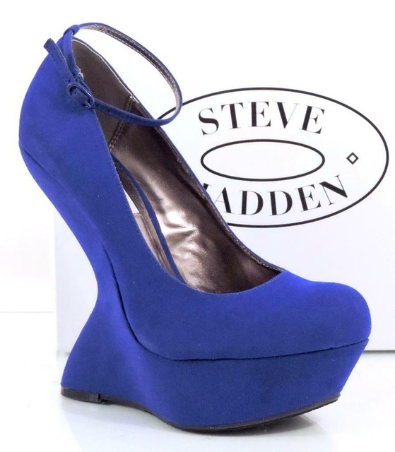 steve madden blue wedges