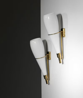 1950 Mid Century Italian A Rare Creation Pair Of Wall Sconce