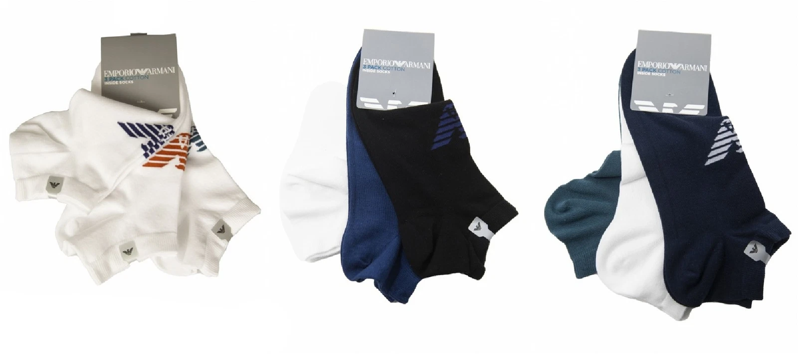 EMPORIO ARMANI men's socks 3 pairs of short ghost socks ankle-length socks insid