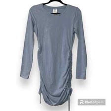PINK size XS bodycon dress bluish grey ruched on sides dress stretchy fitted NWT