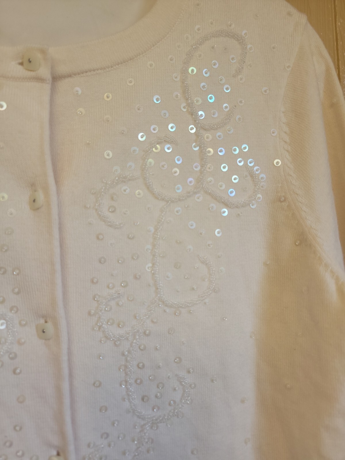 Pendleton Petite Button Down Sweater Beads Sequin… - image 4