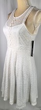 Sequin Hearts Junior Dress 3 Flare A-line Skater Stretchy White Lace Sleeveless