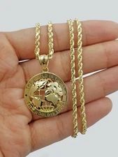 10k Gold Globe World Pendant 2.5mm Rope Chain 18 20 22 24 26 28 Inch