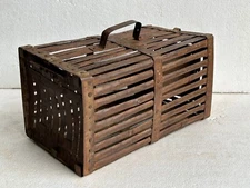 OLD VINTAGE UNIQUE HANDMADE RUSTIC IRON RAT-MOUSE TRAP / MOUSE CAGE, COLLECTIBLE