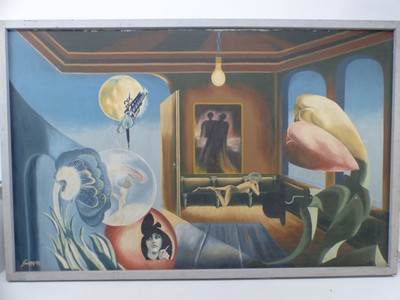 Original Gemälde Surrealistisch Signiert Bork 70-71  / 140 x 100