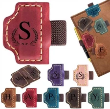 Custom Bygone Mark Bookmark with Pen Holder, 26 Letters Name Initial S Wine Red